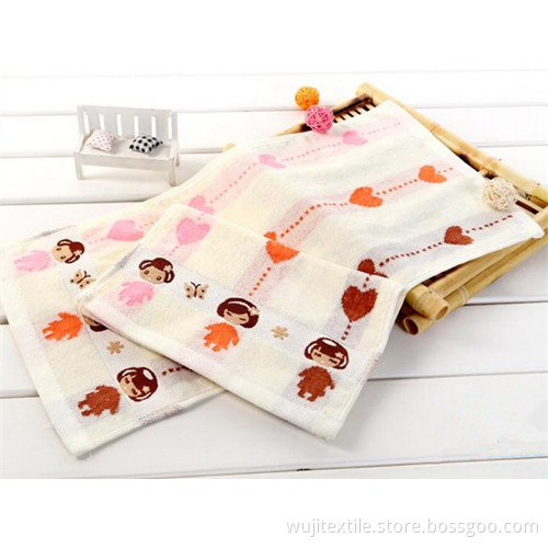 SGS Lovely Designed Orange Cotton Face Towel for Kids (WJ-CH1555)